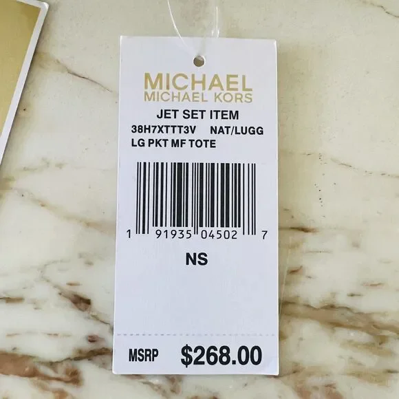 MICHAEL KORS Jet Set Item Natural Luggage Large Pocket Multi Function Tote Bag - Picture 9 of 9